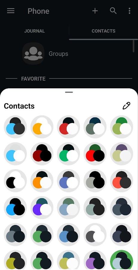Colour palette picker for contact avatars